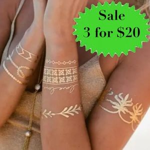 Urban outfitters metallic temporary tattoos skin jewelry gold black bracelet